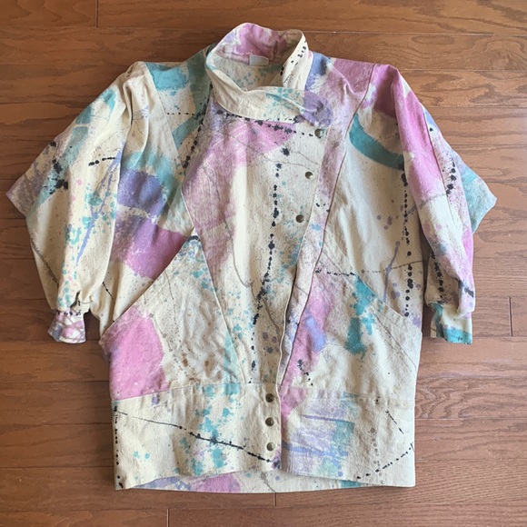 Susan Rene Jackets & Blazers - Vintage 80s Paint Splatter Oversized Jacket Canvas by Susan Rene Scottsdale